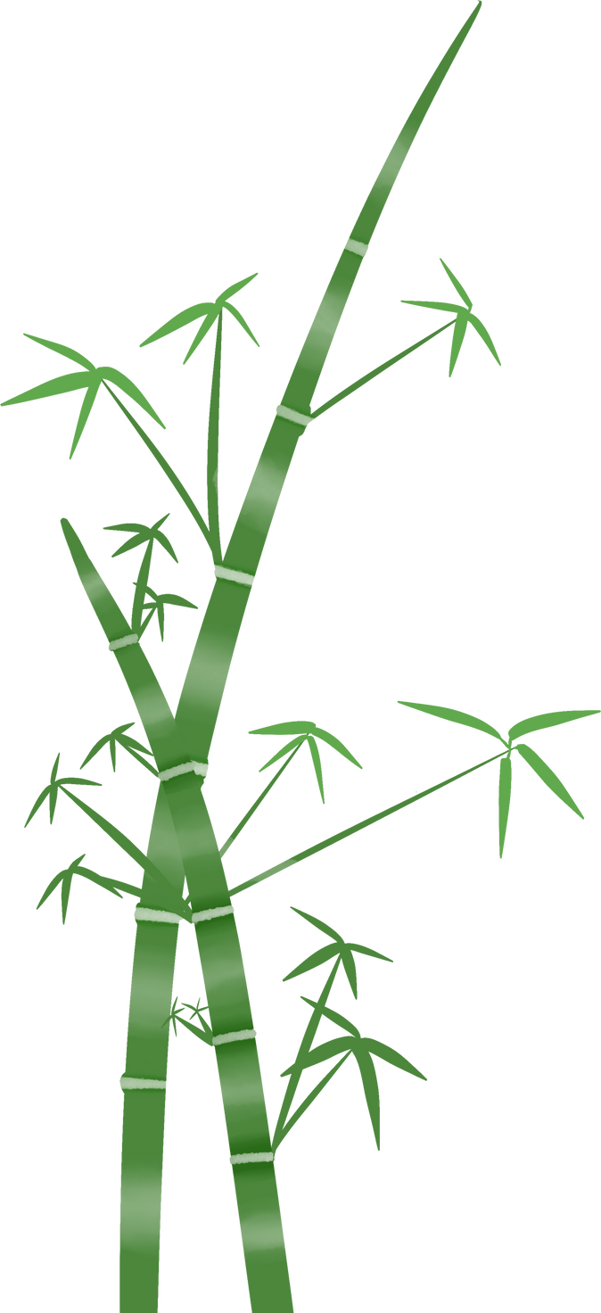 Green bamboo tree with leaf painting